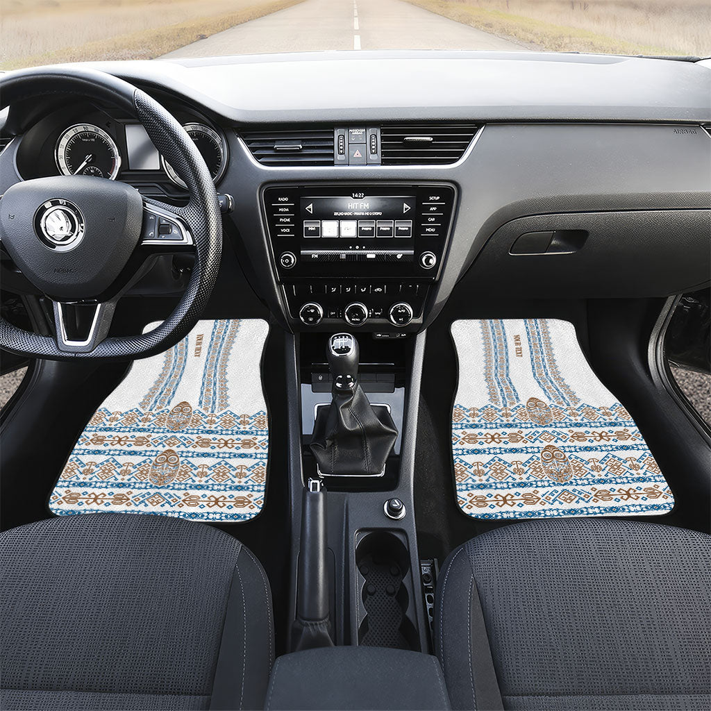 Personalised Papua New Guinea Bird Ethnic Car Mats Papuan Batik Inspired Pattern LT9 Set 2pcs - Front White - Polynesian Pride
