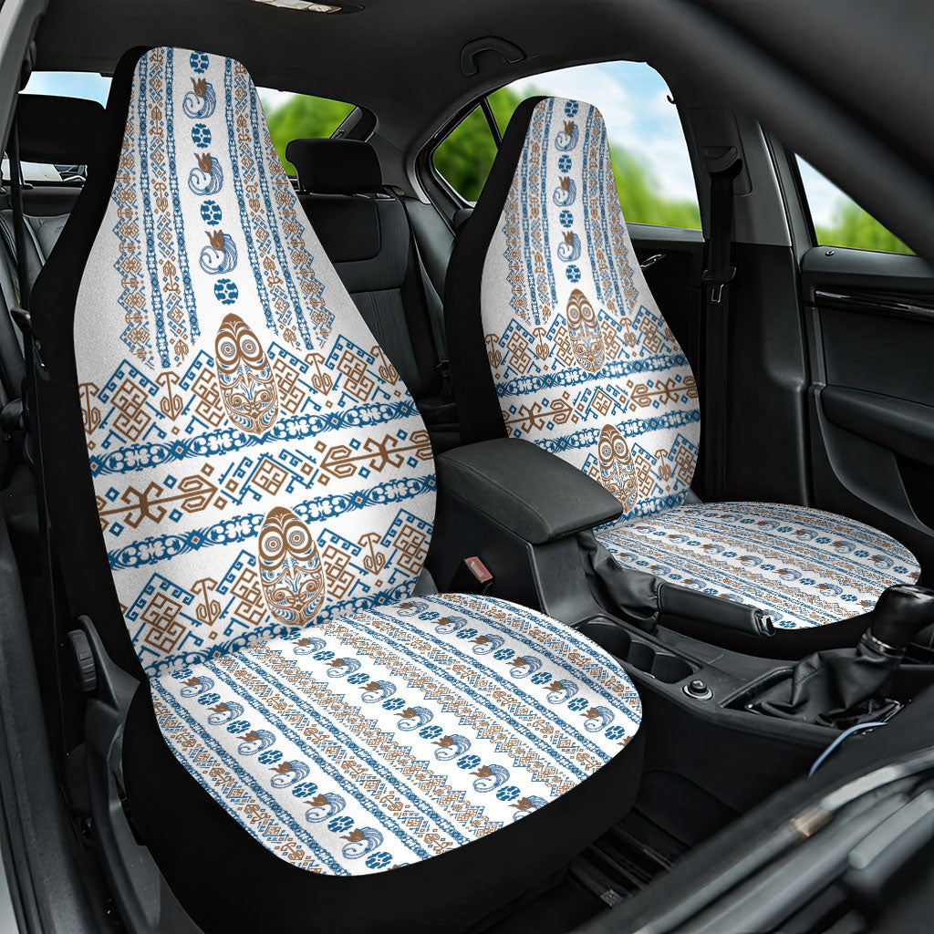 Papua New Guinea Bird Ethnic Car Seat Cover Papuan Batik Inspired Pattern LT9 One Size White - Polynesian Pride