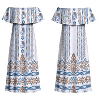 Personalised Papua New Guinea Bird Ethnic Couples Matching Off Shoulder Maxi Dress and Hawaiian Shirt Papuan Batik Inspired Pattern LT9 - Polynesian Pride