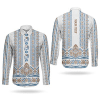 Personalised Papua New Guinea Bird Ethnic Couples Matching Off Shoulder Maxi Dress and Long Sleeve Button Shirt Papuan Batik Inspired Pattern LT9 - Polynesian Pride
