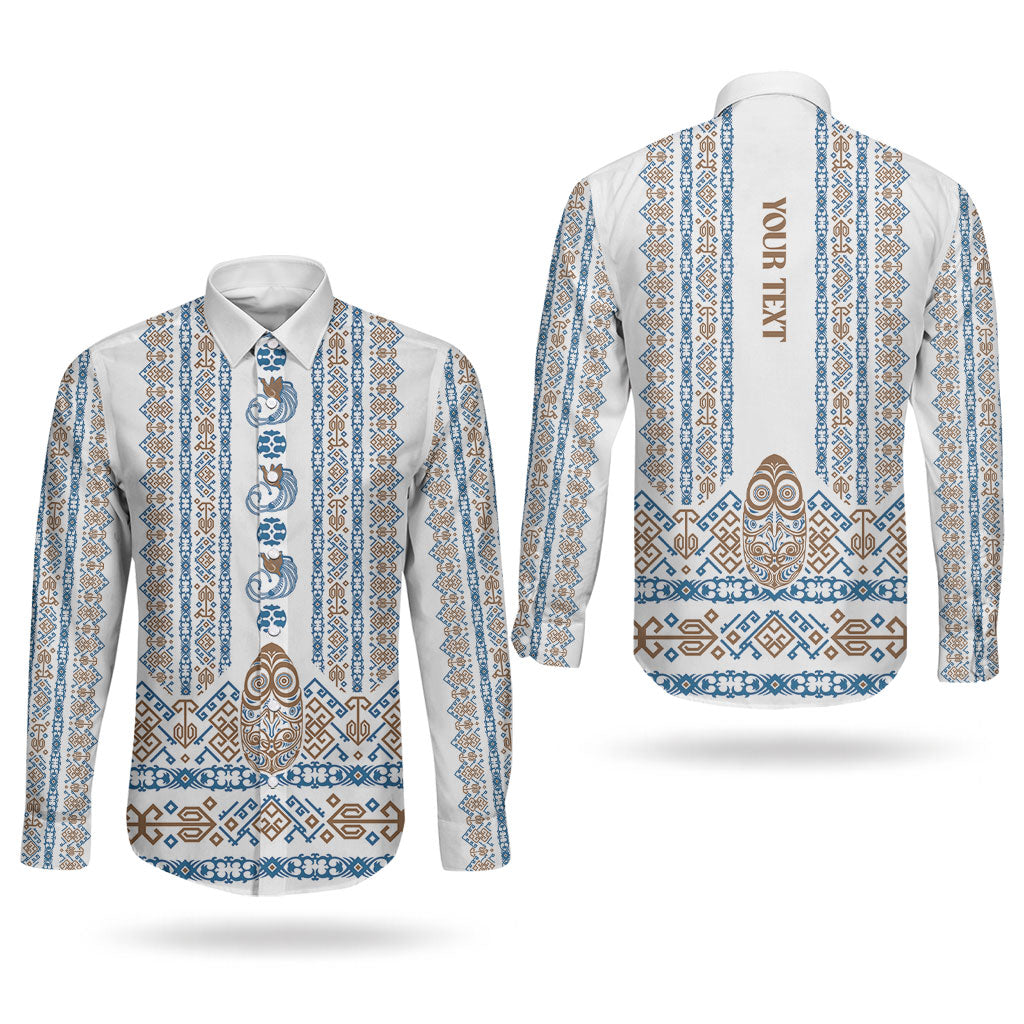 Personalised Papua New Guinea Bird Ethnic Couples Matching Off Shoulder Short Dress and Long Sleeve Button Shirt Papuan Batik Inspired Pattern LT9 - Polynesian Pride