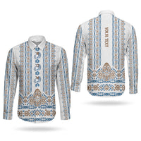 Personalised Papua New Guinea Bird Ethnic Couples Matching Off Shoulder Short Dress and Long Sleeve Button Shirt Papuan Batik Inspired Pattern LT9 - Polynesian Pride