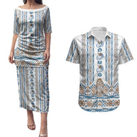Personalised Papua New Guinea Bird Ethnic Couples Matching Puletasi and Hawaiian Shirt Papuan Batik Inspired Pattern LT9 White - Polynesian Pride