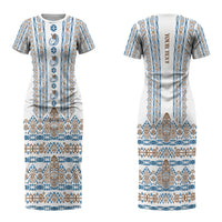 Personalised Papua New Guinea Bird Ethnic Couples Matching Short Sleeve Bodycon Dress and Hawaiian Shirt Papuan Batik Inspired Pattern LT9 - Polynesian Pride
