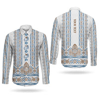 Personalised Papua New Guinea Bird Ethnic Couples Matching Short Sleeve Bodycon Dress and Long Sleeve Button Shirt Papuan Batik Inspired Pattern LT9 - Polynesian Pride