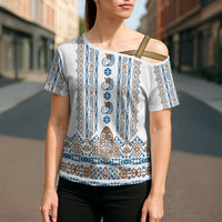 Personalised Papua New Guinea Bird Ethnic Cross Shoulder Shirt Papuan Batik Inspired Pattern LT9 - Polynesian Pride