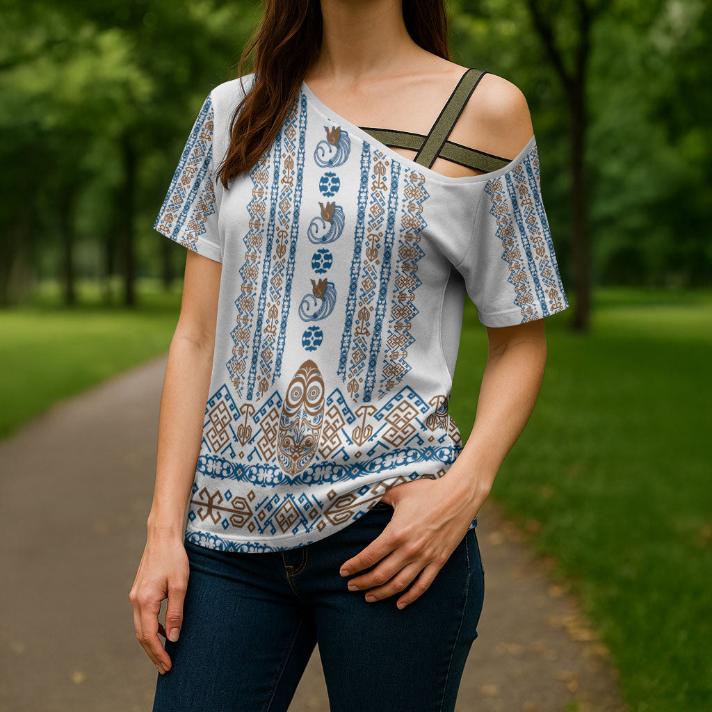 Personalised Papua New Guinea Bird Ethnic Cross Shoulder Shirt Papuan Batik Inspired Pattern LT9 - Polynesian Pride
