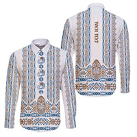 Personalised Papua New Guinea Bird Ethnic Family Matching Tank Maxi Dress and Hawaiian Shirt Papuan Batik Inspired Pattern LT9 Dad's Shirt - Long Sleeve White - Polynesian Pride