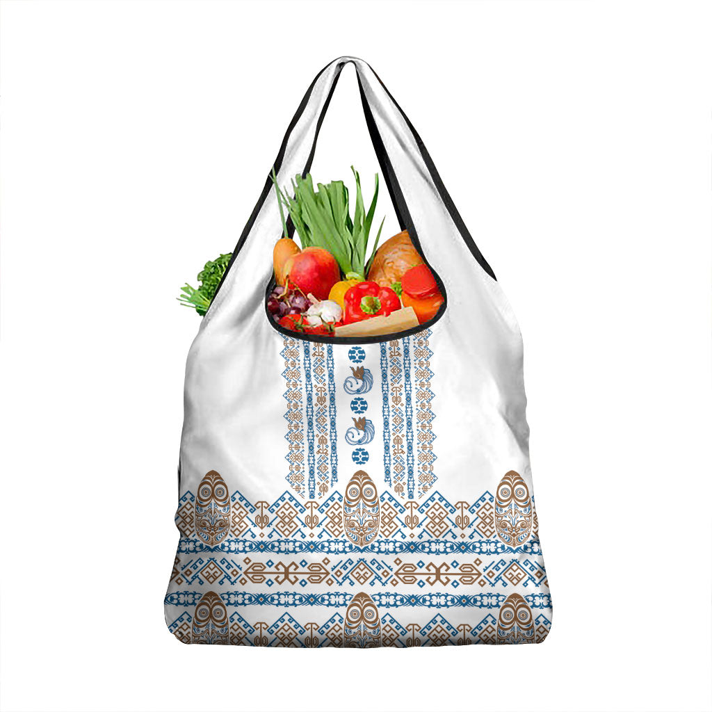 Papua New Guinea Bird Ethnic Grocery Bag Papuan Batik Inspired Pattern LT9 1-pack One Size White - Polynesian Pride