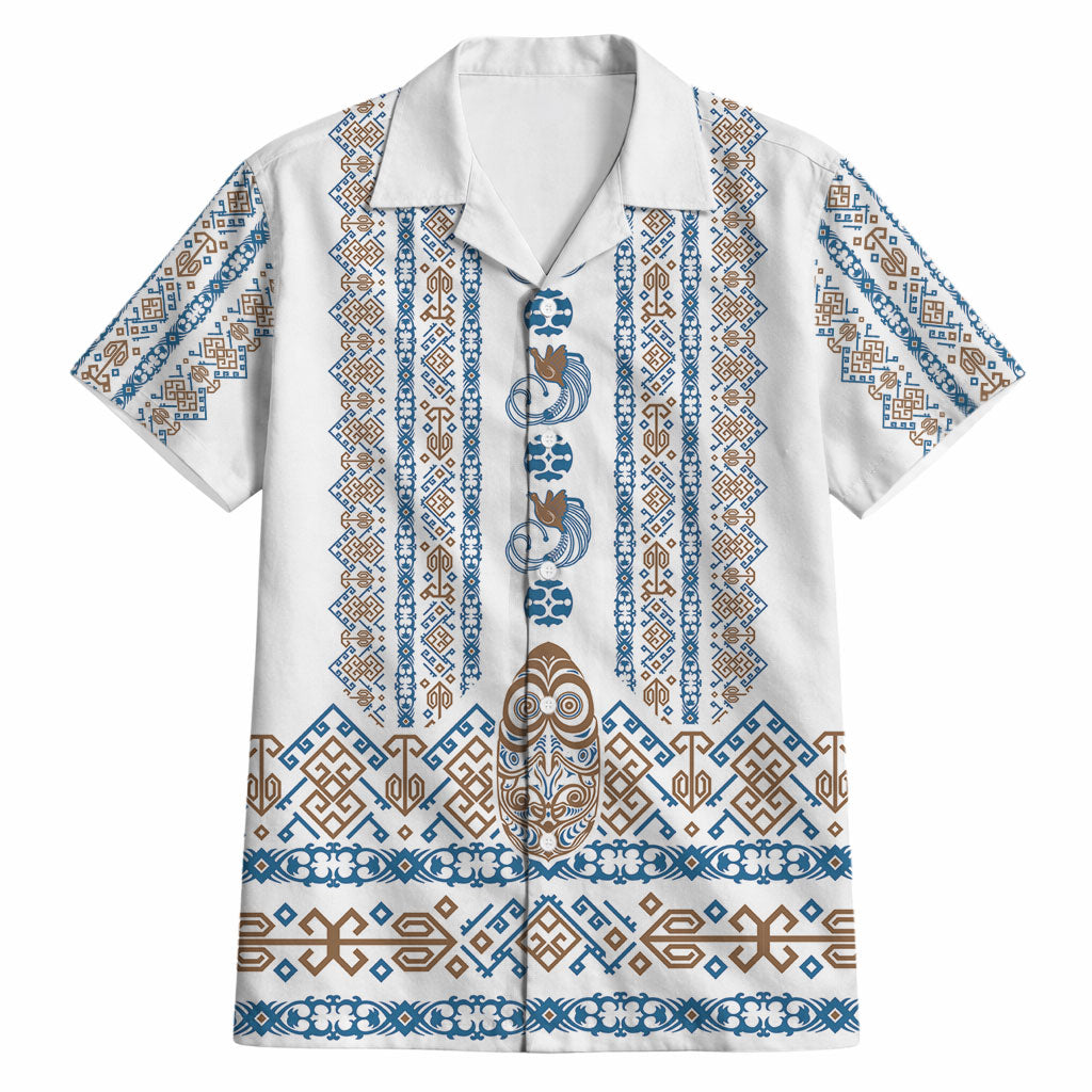 Personalised Papua New Guinea Bird Ethnic Hawaiian Shirt Papuan Batik Inspired Pattern LT9 White - Polynesian Pride
