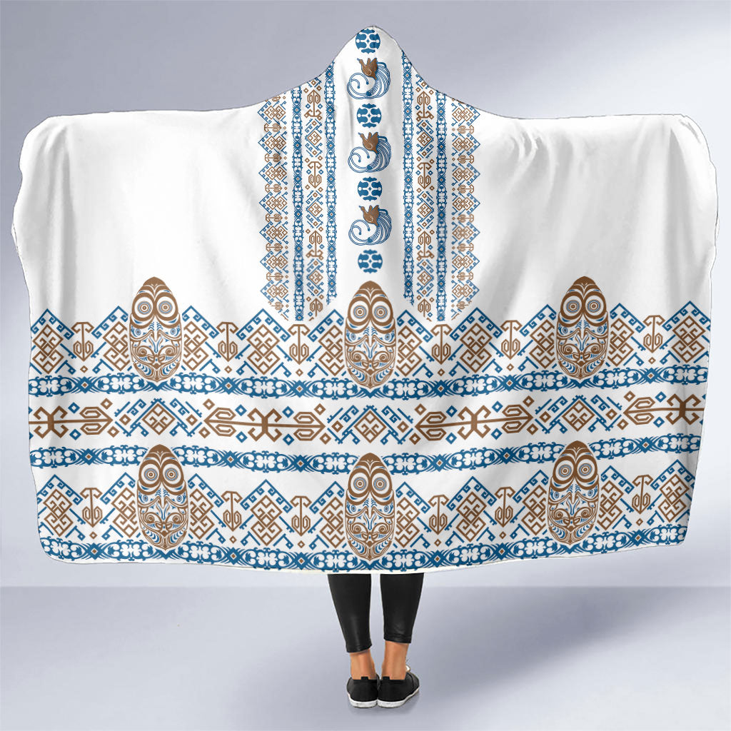 Papua New Guinea Bird Ethnic Hooded Blanket Papuan Batik Inspired Pattern LT9 One Size White - Polynesian Pride