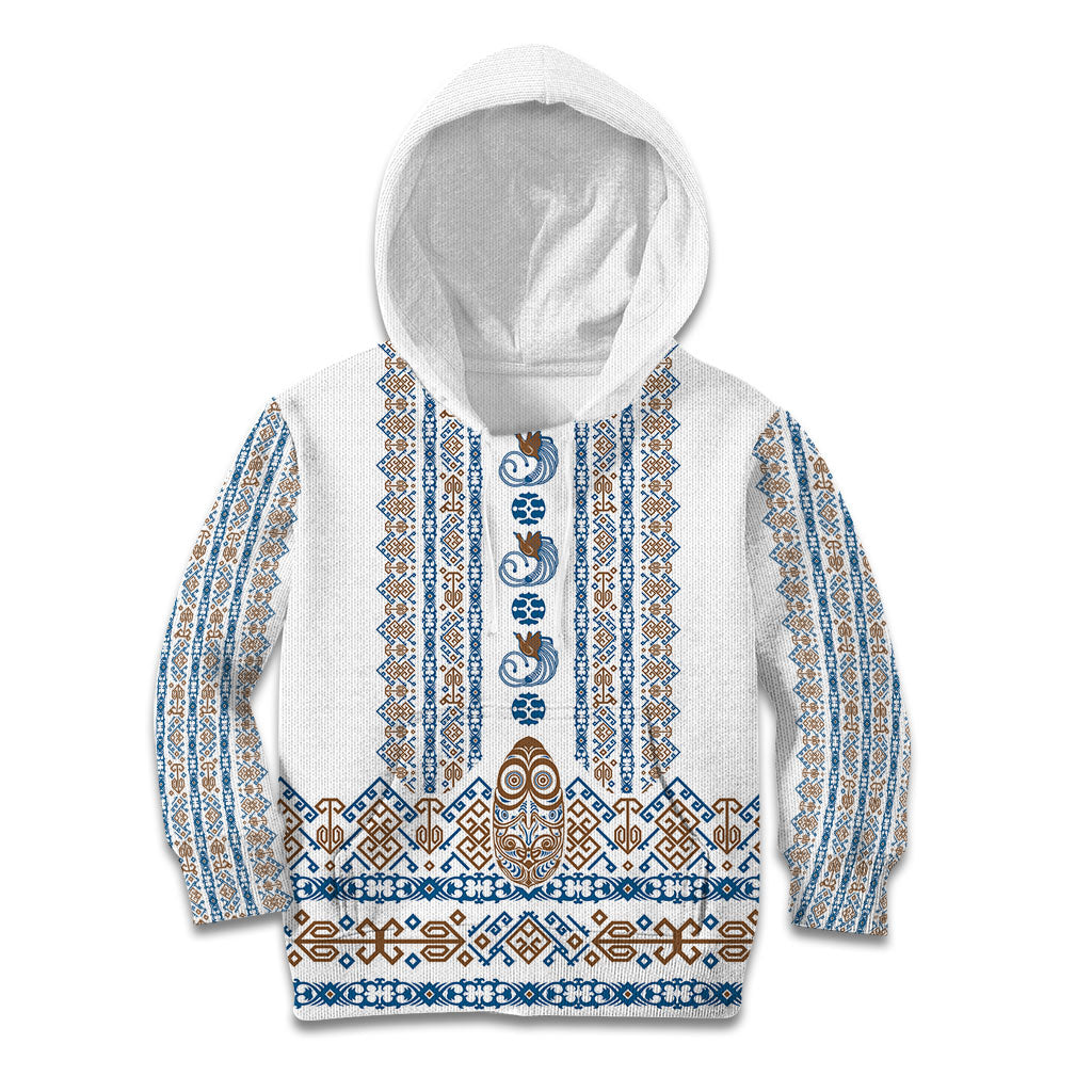 Personalised Papua New Guinea Bird Ethnic Kid Hoodie Papuan Batik Inspired Pattern LT9 Hoodie White - Polynesian Pride