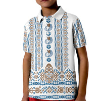 Personalised Papua New Guinea Bird Ethnic Kid Polo Shirt Papuan Batik Inspired Pattern LT9 Kid White - Polynesian Pride