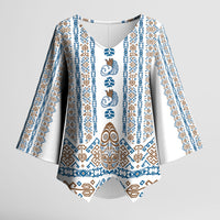 Personalised Papua New Guinea Bird Ethnic Kimono Sleeve Blouse Papuan Batik Inspired Pattern LT9 Female White - Polynesian Pride
