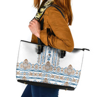 Papua New Guinea Bird Ethnic Leather Tote Bag Papuan Batik Inspired Pattern LT9 White - Polynesian Pride