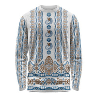 Personalised Papua New Guinea Bird Ethnic Long Sleeve Shirt Papuan Batik Inspired Pattern LT9 Unisex White - Polynesian Pride