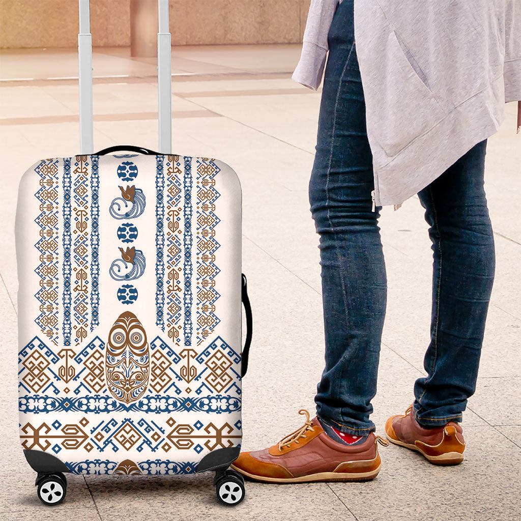 Papua New Guinea Bird Ethnic Luggage Cover Papuan Batik Inspired Pattern LT9 White - Polynesian Pride