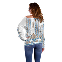 Personalised Papua New Guinea Bird Ethnic Off Shoulder Sweater Papuan Batik Inspired Pattern LT9 - Polynesian Pride