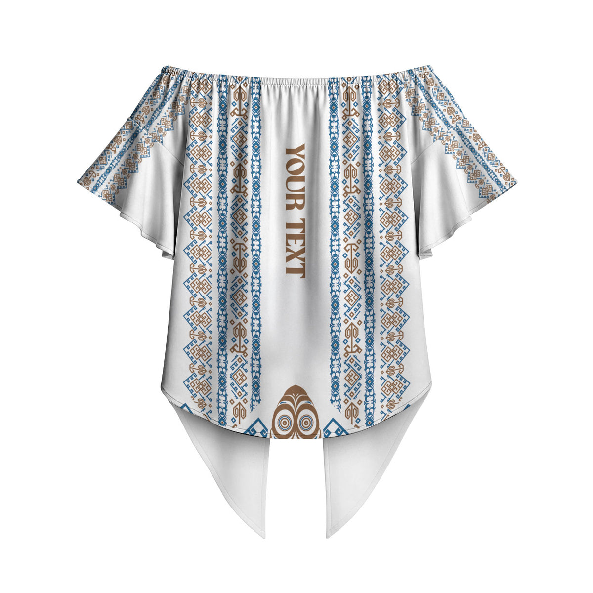Personalised Papua New Guinea Bird Ethnic Off Shoulder Wrap Waist Top Papuan Batik Inspired Pattern LT9 - Polynesian Pride