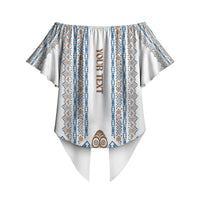 Personalised Papua New Guinea Bird Ethnic Off Shoulder Wrap Waist Top Papuan Batik Inspired Pattern LT9 - Polynesian Pride