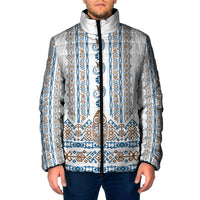 Personalised Papua New Guinea Bird Ethnic Padded Jacket Papuan Batik Inspired Pattern LT9 Men White - Polynesian Pride
