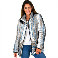 Personalised Papua New Guinea Bird Ethnic Padded Jacket Papuan Batik Inspired Pattern LT9 Women White - Polynesian Pride