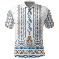 Personalised Papua New Guinea Bird Ethnic Polo Shirt Papuan Batik Inspired Pattern LT9 White - Polynesian Pride