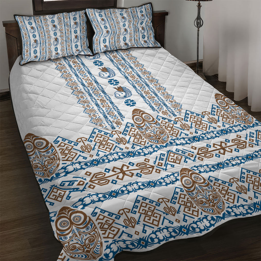 Papua New Guinea Bird Ethnic Quilt Bed Set Papuan Batik Inspired Pattern LT9 White - Polynesian Pride