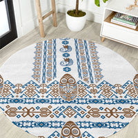 Papua New Guinea Bird Ethnic Round Carpet Papuan Batik Inspired Pattern LT9 White - Polynesian Pride