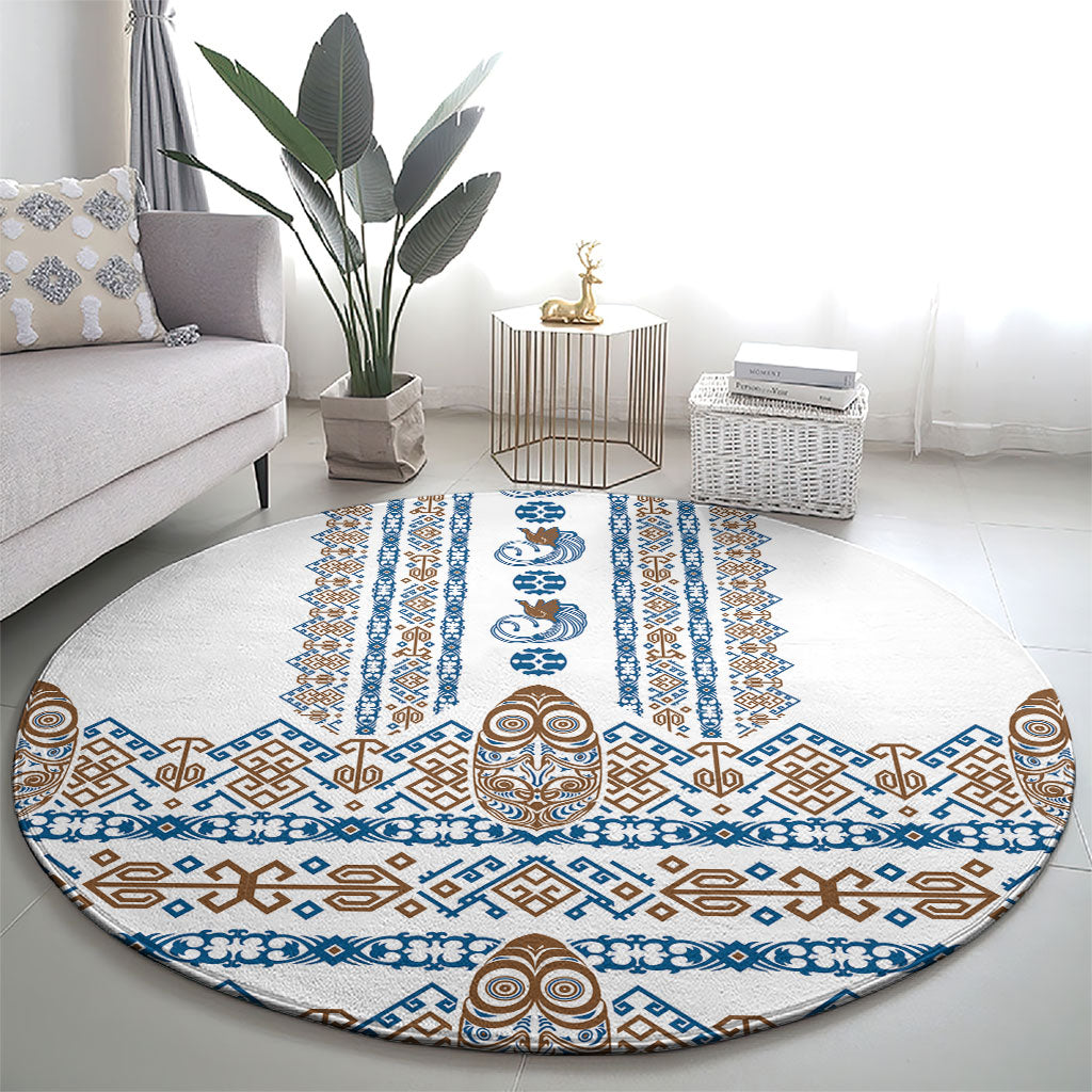 Papua New Guinea Bird Ethnic Round Carpet Papuan Batik Inspired Pattern LT9 - Polynesian Pride