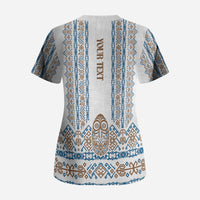 Personalised Papua New Guinea Bird Ethnic Scrub Top Papuan Batik Inspired Pattern LT9 - Polynesian Pride