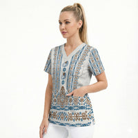 Personalised Papua New Guinea Bird Ethnic Scrub Top Papuan Batik Inspired Pattern LT9 - Polynesian Pride