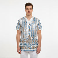 Personalised Papua New Guinea Bird Ethnic Scrub Top Papuan Batik Inspired Pattern LT9 - Polynesian Pride