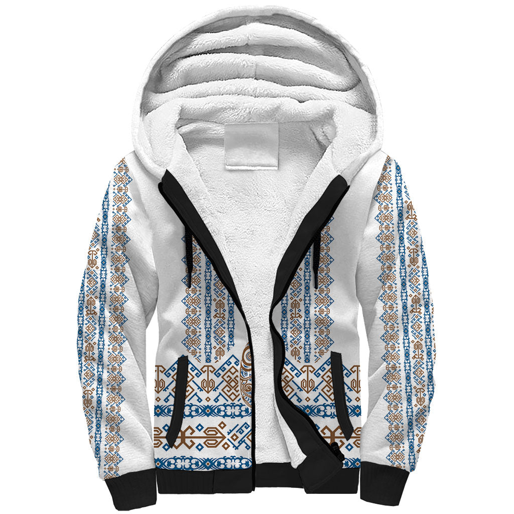Personalised Papua New Guinea Bird Ethnic Sherpa Hoodie Papuan Batik Inspired Pattern LT9 Unisex White - Polynesian Pride