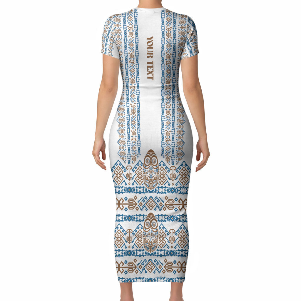 Personalised Papua New Guinea Bird Ethnic Short Sleeve Bodycon Dress Papuan Batik Inspired Pattern LT9 - Polynesian Pride