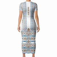 Personalised Papua New Guinea Bird Ethnic Short Sleeve Bodycon Dress Papuan Batik Inspired Pattern LT9 - Polynesian Pride