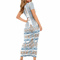 Personalised Papua New Guinea Bird Ethnic Short Sleeve Bodycon Dress Papuan Batik Inspired Pattern LT9 - Polynesian Pride