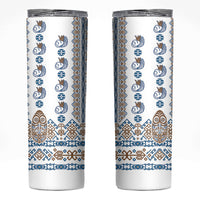 Papua New Guinea Bird Ethnic Skinny Tumbler Papuan Batik Inspired Pattern LT9 White - Polynesian Pride