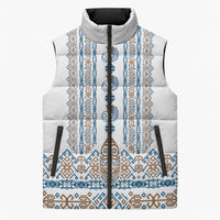 Personalised Papua New Guinea Bird Ethnic Sleeveless Puffer Jacket Papuan Batik Inspired Pattern LT9 Unisex White - Polynesian Pride