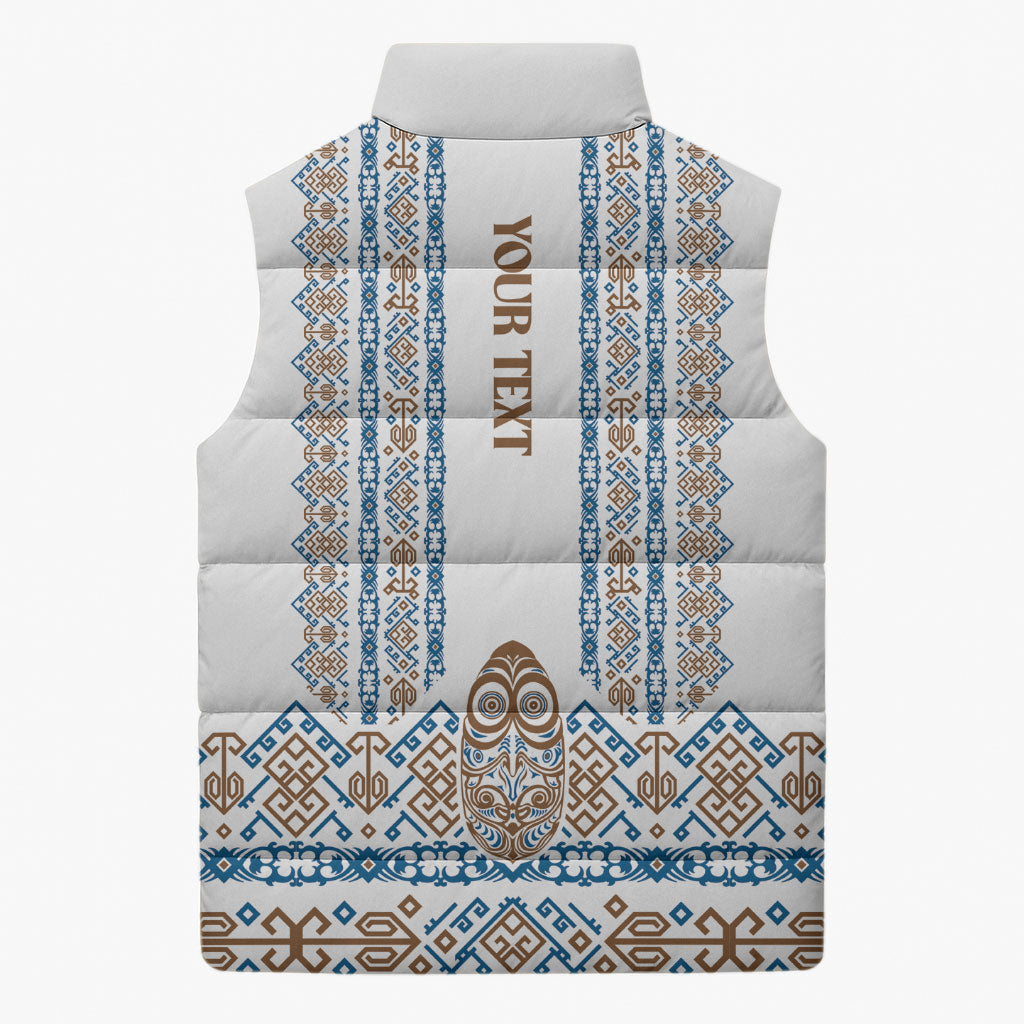 Personalised Papua New Guinea Bird Ethnic Sleeveless Puffer Jacket Papuan Batik Inspired Pattern LT9 - Polynesian Pride