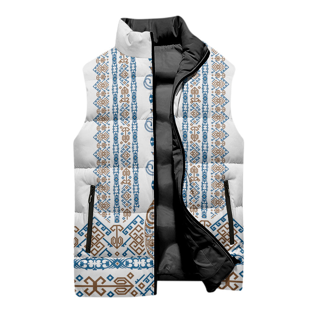 Personalised Papua New Guinea Bird Ethnic Sleeveless Puffer Jacket Papuan Batik Inspired Pattern LT9 - Polynesian Pride