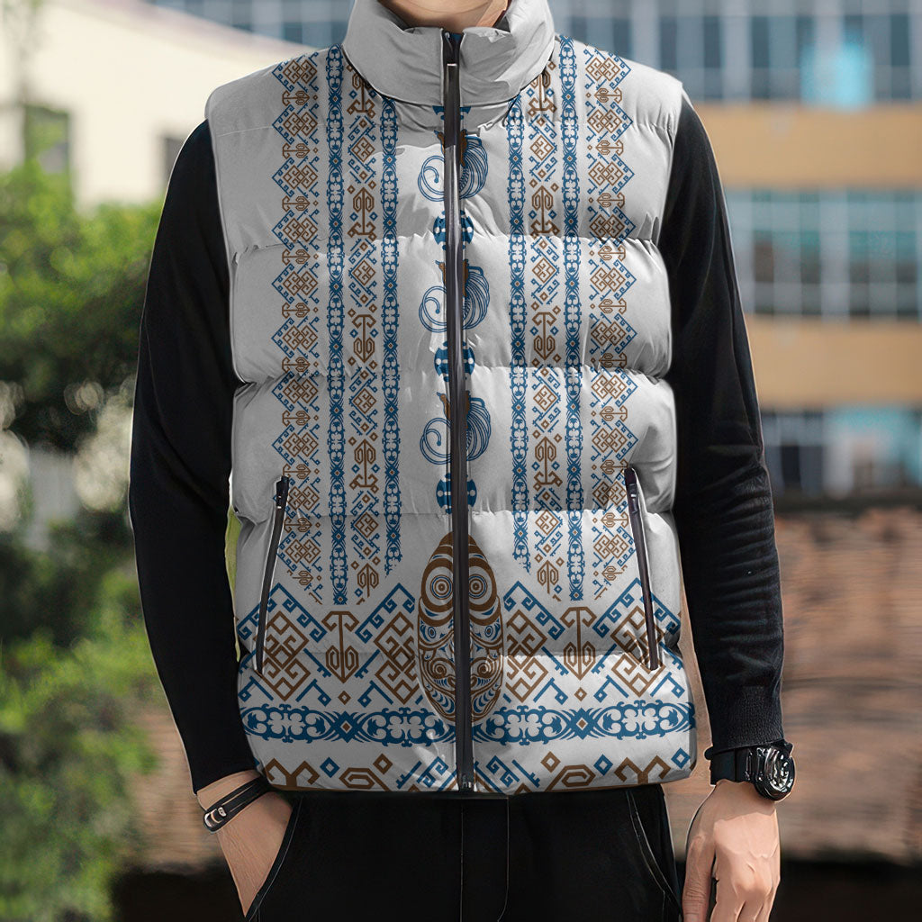 Personalised Papua New Guinea Bird Ethnic Sleeveless Puffer Jacket Papuan Batik Inspired Pattern LT9 - Polynesian Pride