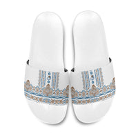 Papua New Guinea Bird Ethnic Slide Sandals Papuan Batik Inspired Pattern LT9 White - Polynesian Pride
