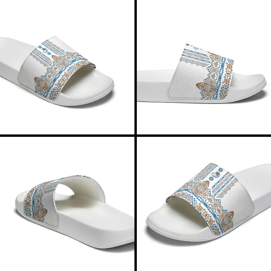 Papua New Guinea Bird Ethnic Slide Sandals Papuan Batik Inspired Pattern LT9 - Polynesian Pride