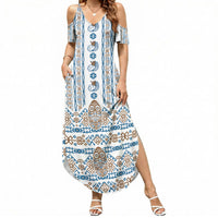 Personalised Papua New Guinea Bird Ethnic Summer Maxi Dress Papuan Batik Inspired Pattern LT9 Women White - Polynesian Pride