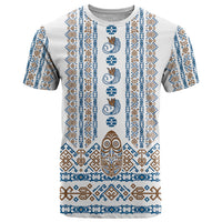 Personalised Papua New Guinea Bird Ethnic T Shirt Papuan Batik Inspired Pattern LT9 White - Polynesian Pride