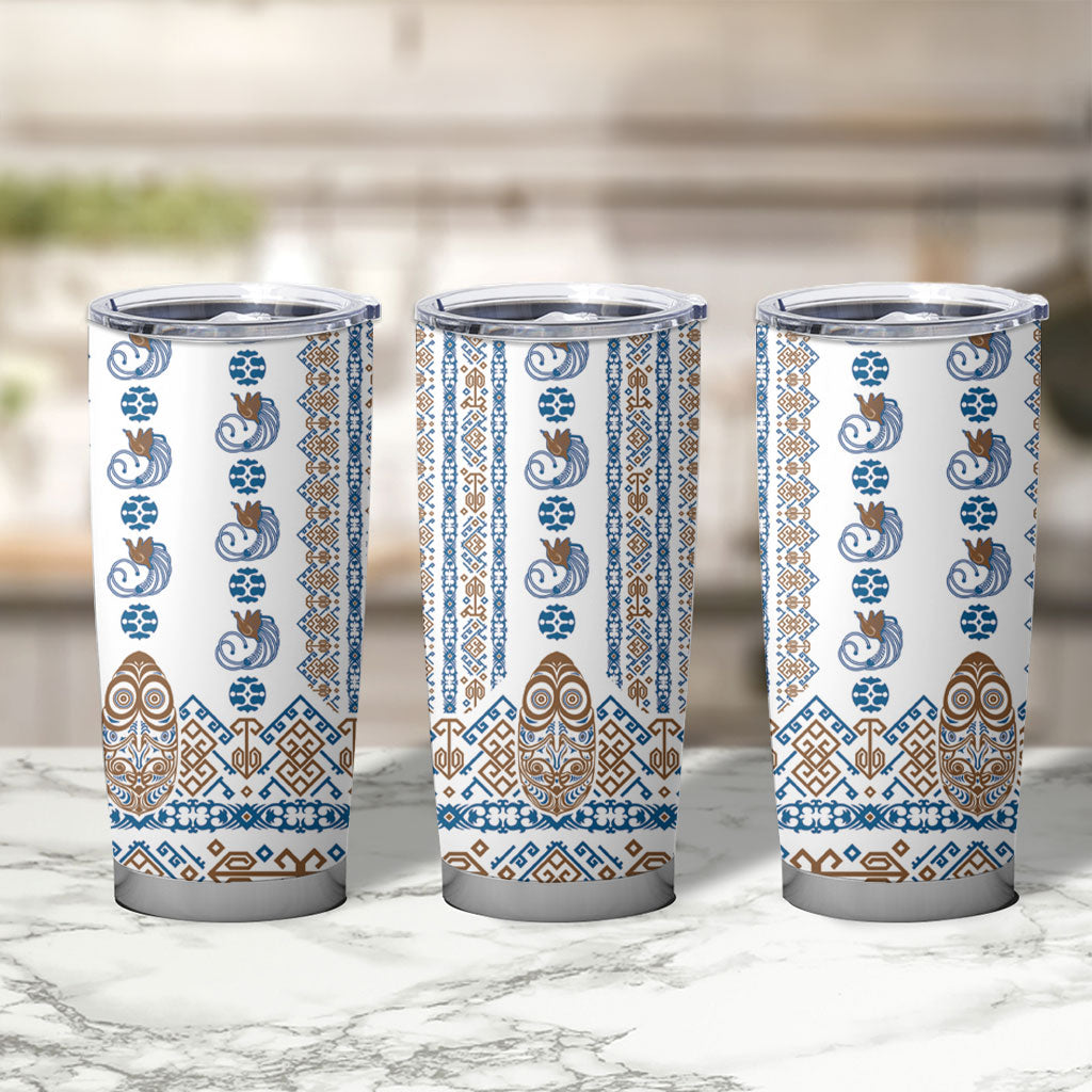 Papua New Guinea Bird Ethnic Tumbler Cup Papuan Batik Inspired Pattern LT9 - Polynesian Pride