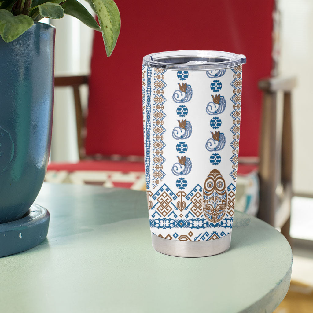 Papua New Guinea Bird Ethnic Tumbler Cup Papuan Batik Inspired Pattern LT9 - Polynesian Pride