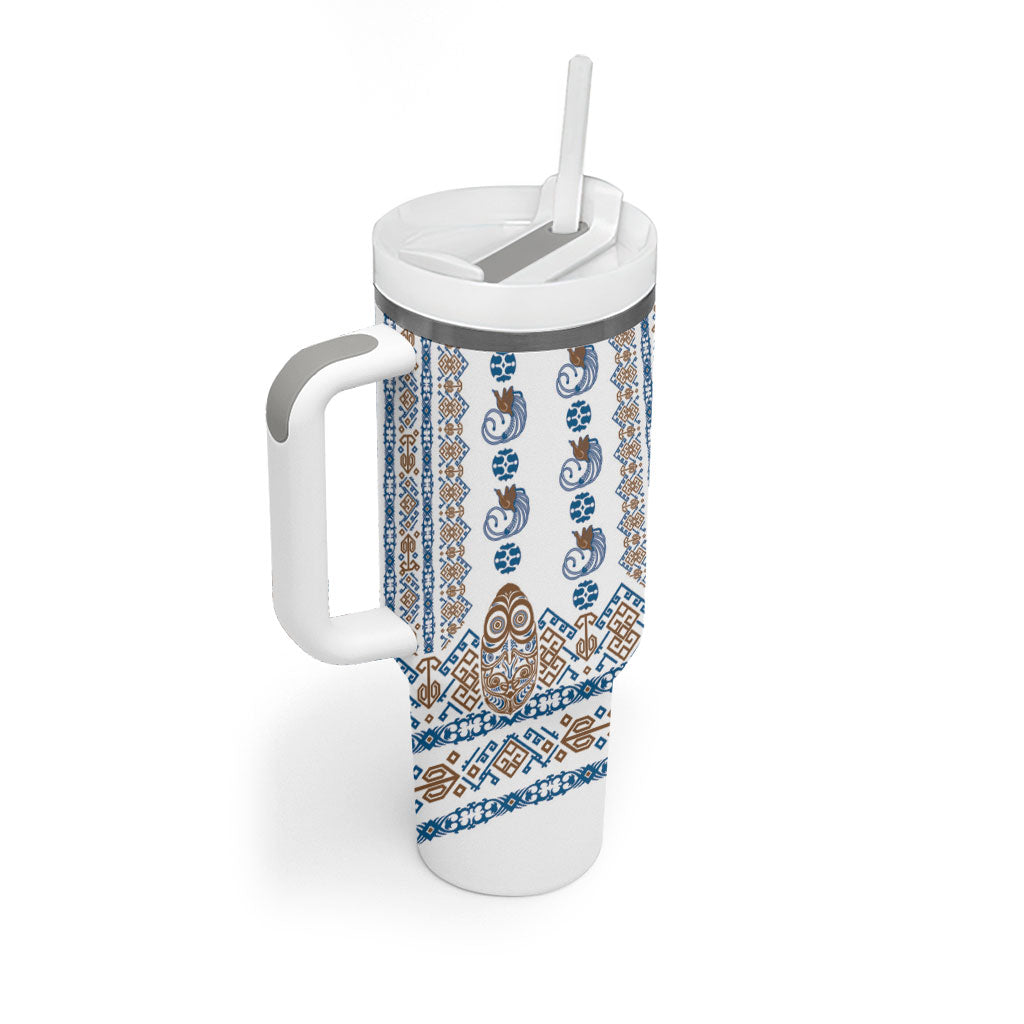 Papua New Guinea Bird Ethnic Tumbler With Handle Papuan Batik Inspired Pattern LT9 - Polynesian Pride