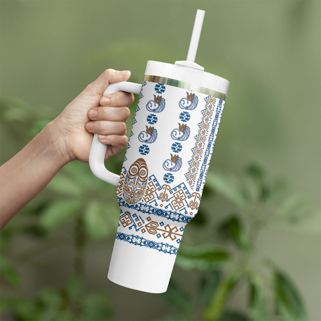 Papua New Guinea Bird Ethnic Tumbler With Handle Papuan Batik Inspired Pattern LT9 - Polynesian Pride